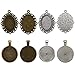 eBoot 12 Pieces Oval Pendant Trays and 12 Pieces Round Bezels with 24 Pieces Glass Dome Tiles Clear Cameo, 48 Pieces