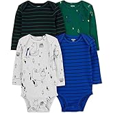 Carter's Baby Boys 4-Pack Long-Sleeve Bodysuits, Wilderness, 3m