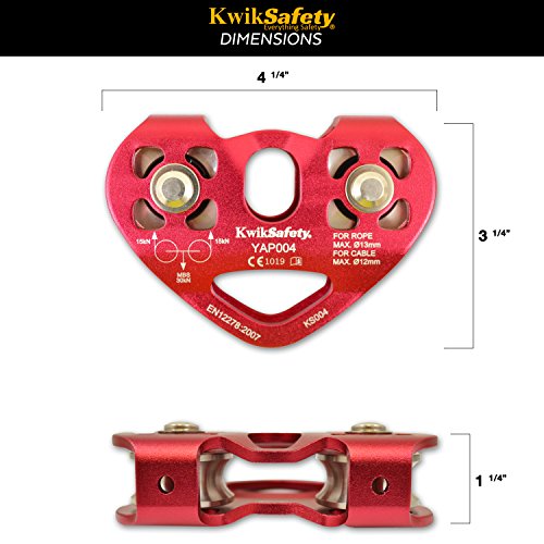 KwikSafety CRUISE | Tandem Pulley | Heavy Duty Lightweight Aluminum Alloy Climbing Gear | Min. Breaking Load 30 kN ROPE & CABLE | EN & CE Certified | High Performance Smooth Tension Zip Line System