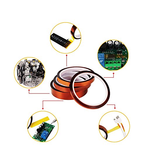High Temperature Heat Resistant Tape 50mm X108ft AIYUNNI Polyimide Film Adhesive Tape Heat Press Tape Sublimation Tape - for 3D Print Bed,Soldering,Protecting CPU, PCB Circuit Board etc.