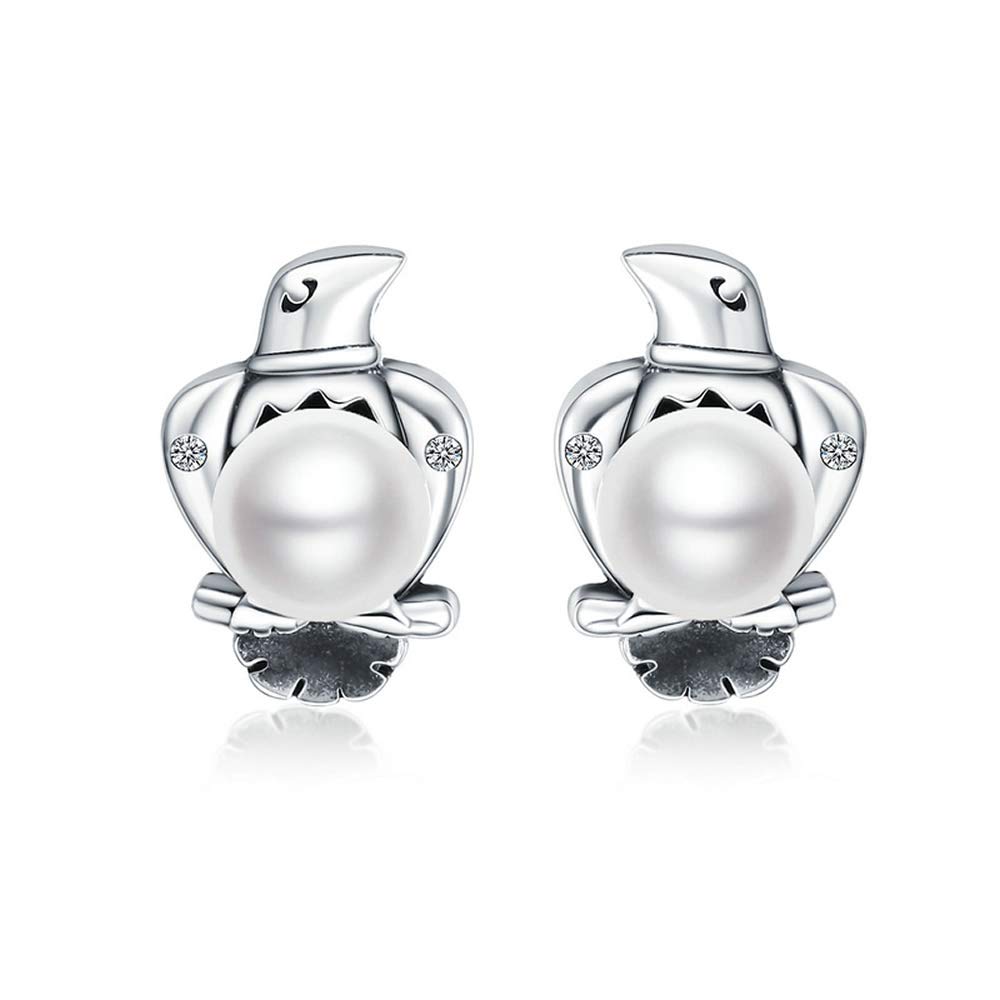 Guardian Eagle 925 Sterling Silver Natural Freshwater Pearl Guardian Eagle Animal Stud Earrings For Women Wedding Fine jewellery