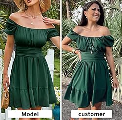 EXLURA Women's 2024 Summer Short Puff Sleeve Casual