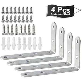 Alise J5207-4P Stainless Steel Shelf Brackets 5x3 Inch,4Pcs Brushed Nickel