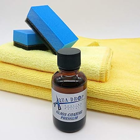 Amazon 日本製 5年持続 硬化ガラスコーティング剤 Aquadrop Glass Coat Premium クロススポンジセット 軽 コンパクトカー用 コーティング剤 車 バイク