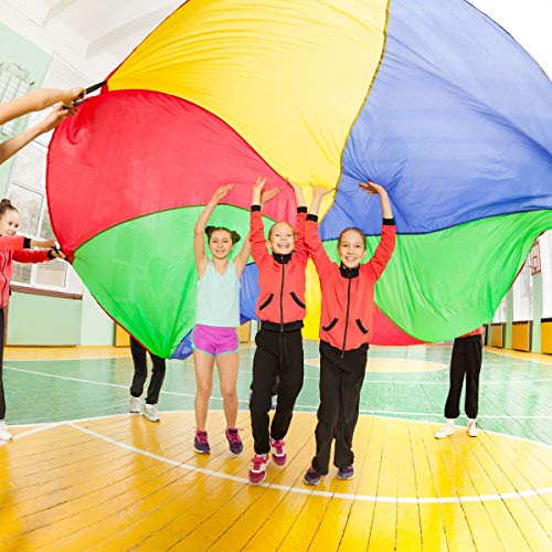 Hey!Play! Activity Parachute-Large 8 Foot Colorful Kids Canopy with 8 Handles-Indoor Outdoor Play Equipment for Playground, Backyard, Or Gym Class - Thumbnail 6
