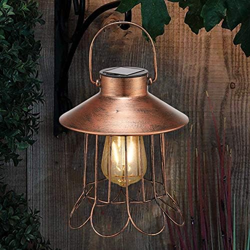 Solar Lantern Outdoor Hanging Lights Decor Led Waterproof Metal Landscape Table Lantern For Patio Garden Porch Backyard Bronze