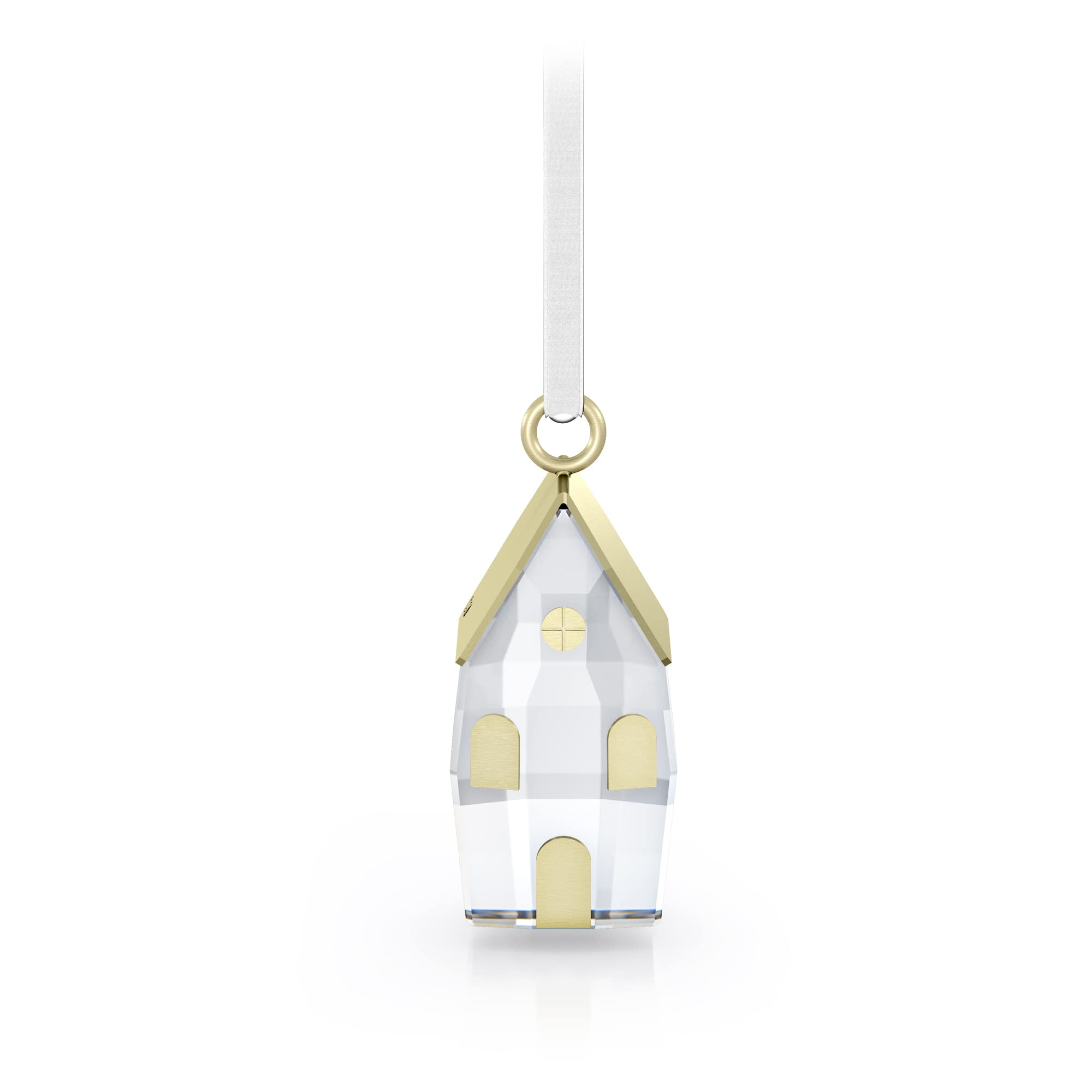 Swarovski Winter Village Hanging Ornament, Clear Crystals with White Velvet Ribbon, from the Holiday Magic Collection