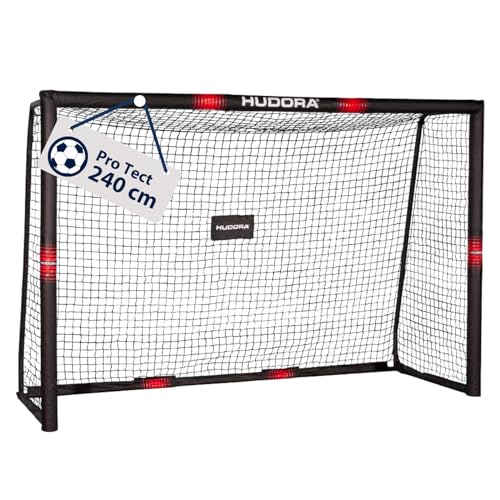 HUDORA Soccer Goal Pro Tect - Large soccer goal for kids and adults - Foam-covered football goal with net - Premium Outdoor Goal Wall with Impact Protection
