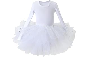 TUTU.KK Toddler Girls Ballet Tutu Dresses Long Sleeve Sequin Tulle Ballerina Outfits Dance Leotards