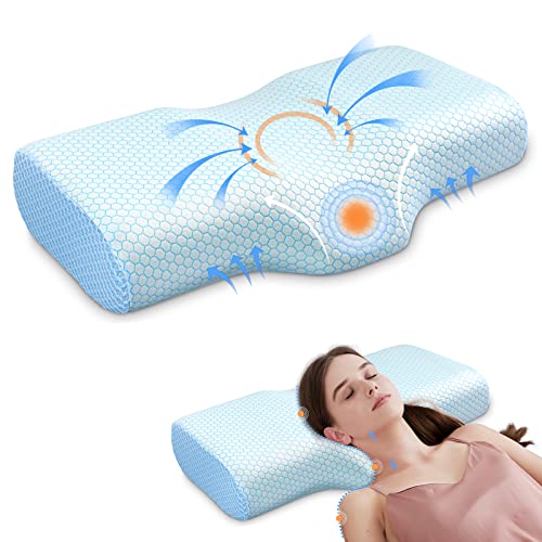 Cervical Memory Foam Pillow for Neck Shoulder Pain, HOTBALZER Ergonomic