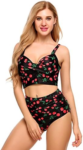 Easther Women Back Cross Push Up Underwire Vintage Bikini Set Swimsuit