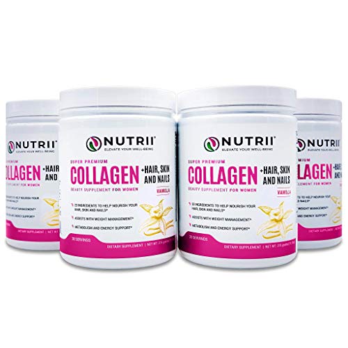 Nutrii #1 Collagen Grass Fed Hydrolyzed Peptides + Hair, Skin and Nails, 23 Ingredients to Boost Results, Zero Carbs/Zero Sugar, Delicious Drink Mix Supplement, Energy, Lean Muscle (14.8 oz, 30 serv)