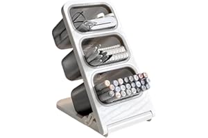 Large Capacity Slanted Desktop Pen Organizer, Multi-Compartment Marker and Pencil Holder for Students & Office, Clear Plastic