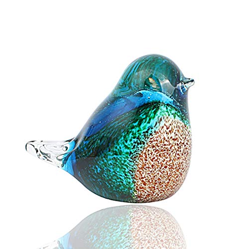 Hophen Art Glass Bird Figurine Handmade Blown Glass Paper Wight Mother`s Day Gift Home Ornament (#1)