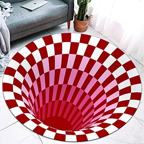Xooberra Red Vortex 3D Optical Illusion Rug, Round Non Slip