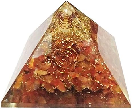 Carnelian Stone Pyramid Healing Crystals Reiki Organite Pyramid Reiki Spritual Gift With Red Gift Pouch