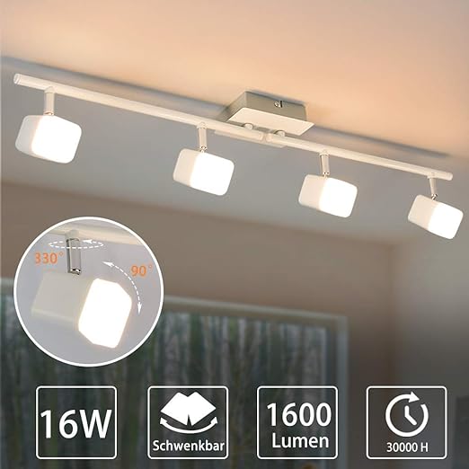 Padma Led Kitchen Ceiling Light Bright Warm White Led Ceiling Light For The Living Room Modern Adjustable Ceiling Spotlight Spotlight Bar For The Bedroom Bathroom Office Amazon Co Uk Lighting