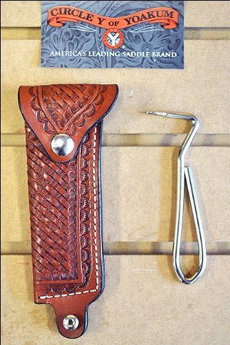 Regular Oil Circle Y Leather Hoof Pick Holder Basket Weave