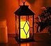 BANBERRY DESIGNS Decorative Black Lantern - Indoor/Outdoor Lantern with a Flameless LED Pillar Candle and 5 Hour Timer - Outdoor Lighting - 13