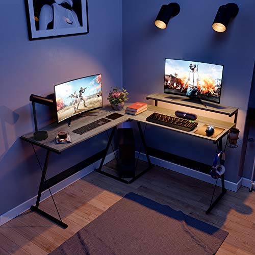 Bestier L-Shaped Gaming Computer Desk,Home Office with Cup Holder and Headphone Hook Modern Corner Desk Study Table… - Image 4