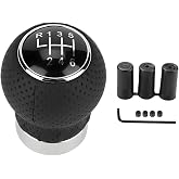 ZIMISI 6-Speed Car Shift Knob, Leather Shift Knob Lever Kit, Automatic or Manual Gear Stick Handle Replacement Accessories, Universal Transmission Shift Head for Most Cars (Gear 6/Round Head R Up)