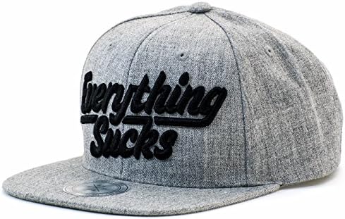 Snapback Baseball Cap Adjustable Flat Bill Hat Wool Strapback Men Women (Gray)