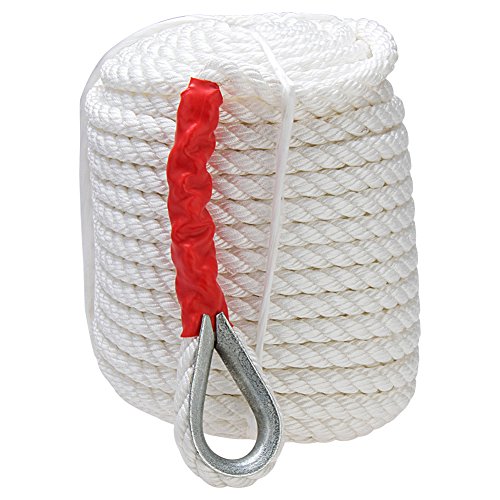 Strong Dockline, Bang4buck Twisted Braid Anchor Rope, 3/4 inch 200 Feet Polypropylene Dock Lines for Boat/ Sailboat Mooring, Docking, Towing- With Thimble and 12592LB Breaking Strain
