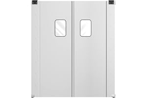KROLLEN INDUSTRIAL Double Aluminum Swinging Traffic Door with 9" x 14" Window - 72" x 84" Door Opening Perfect for Restaurant Retail and Commercial Kitchens