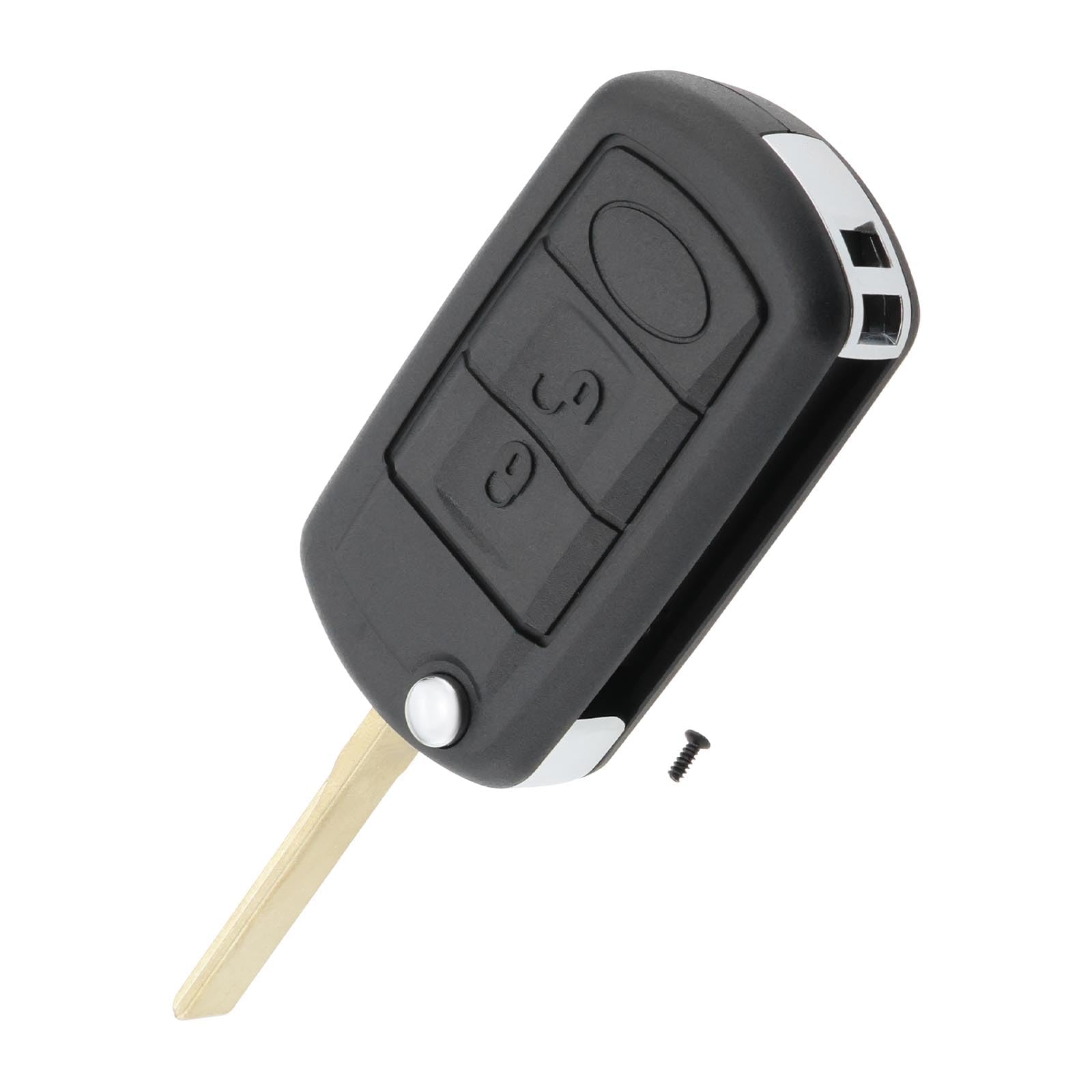 VGOL 3 Button Flip Car Key Fob Case with HU92 Blade Vehicle Shell Cover Replacement Compatible with Land Rover Discovery 2005 2006 2007 2008 2009 2010