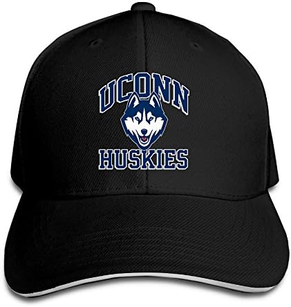 Unisex UCONN Huskies Generic Adjustable Sandwich Peaked Baseball Cap/Hat Black