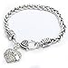 Heart Oma Bracelet Cuff Women Girl Charm - White Crystal Silver Jewelry …