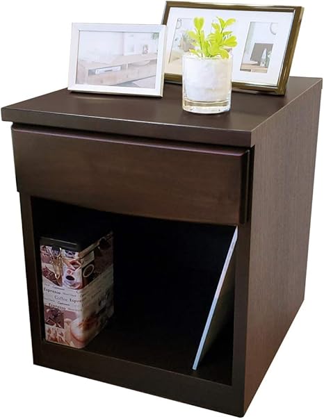 Amazon Co Jp 日本製 ナイトテーブル ダークブラウン 幅40cm ２口コンセント付き 引き出し付き 天然木製 ベッドサイドテーブル 完成品 ホーム キッチン