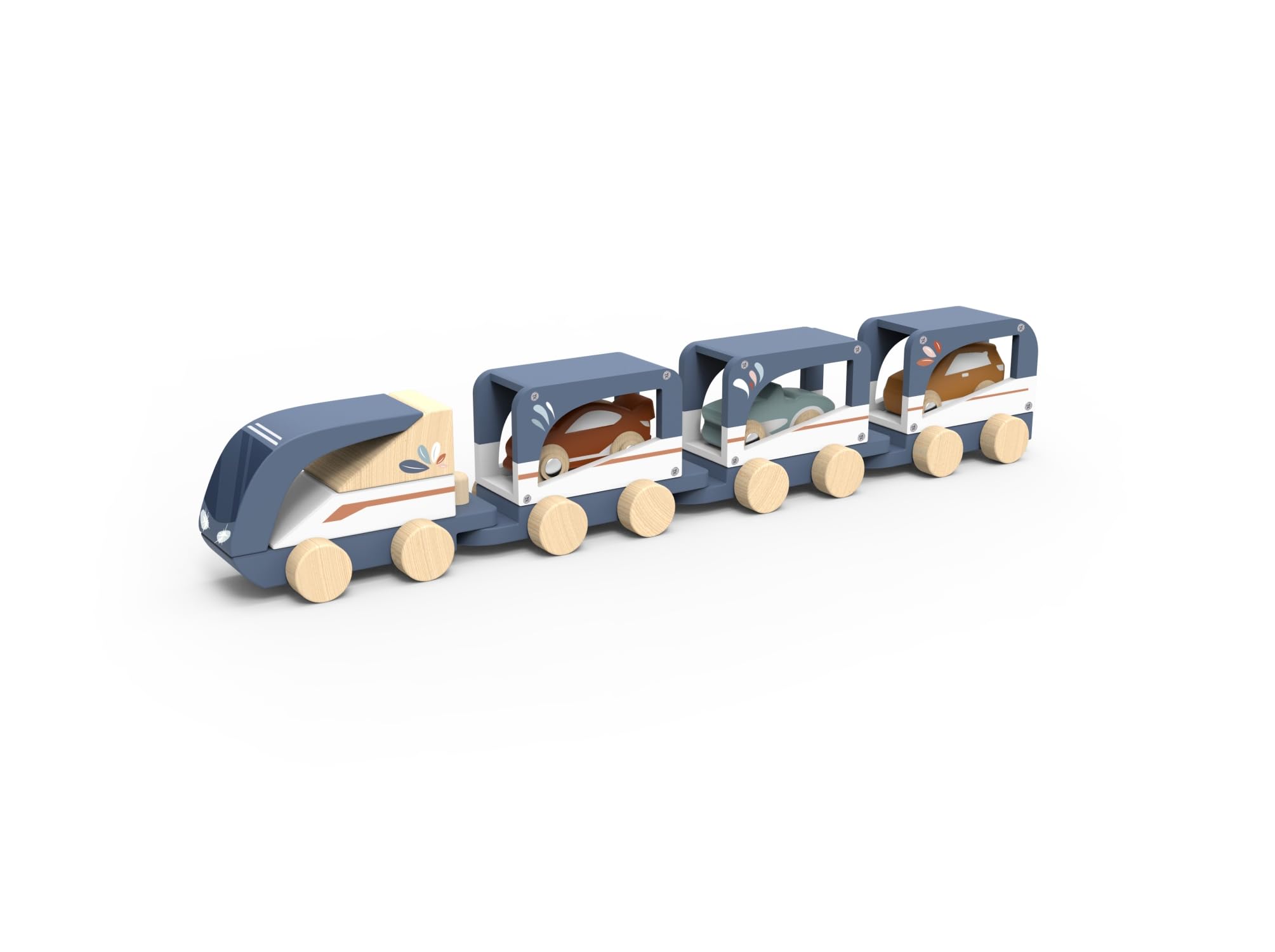 SPEEDY MONKEY Car Transporter Train Wooden Vehicle Carrier for 1 Year Old Boy Toys, Educational Toys for 2 Year Olds, Develops Motor Skills - Non-Toxic Paint, FSC-Certified