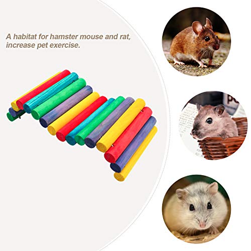 Wooden Ladder Bridge, Hamster Wooden Bridge Mouse Rodents Chew Toy Rat Natural Hideout Ladder, Small Animals Cage Wood Ladder for Guinea Pig Chinchilla Ferret Reptile (2 Ladder)