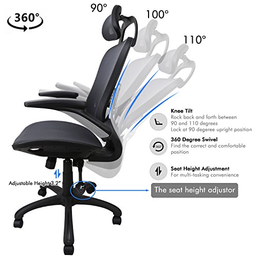 Komene Executive Mesh Office Chair,Flipup Arms Ergonomic Desk Chair