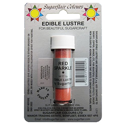 Click Here to See More Images 24 x Sugarflair Edible Red Sparkle Lustre Dust Powder Food Colour for Cake Icing