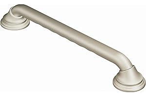 Moen Home Care Bathroom Safety Designer24 Inch Handicap Grab Bar for Bathtub and Shower with Curled Grip, Elderly Assistance Product, Brushed Nickel, LR8724D3GBN