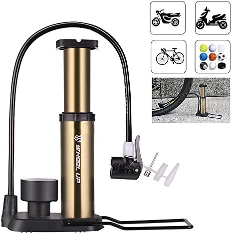 Portable Tire Air Pump Foot Operated Inflator High Pressure with Gauge Vehicle Maintenance Basic Tool Widely used for Basketball, Air Mattress, Ball, Bicycle, Motorcycle, inflate boat etc.
