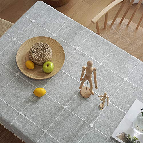 JZY Heavy Duty Cotton Linen Table Cloth for Rectangle Table FarmhouseTablecloth for Dining Table Dust-Proof Table Cover for Tabletop Decoration (55"x70", T-Gray)