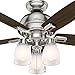 Hunter Fan Company, 52230, 44 inch Donegan Brushed Nickel Ceiling Fan with LED Light Kit and Pull Chain
