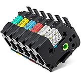 Greateam Compatible Label Tape Replacement for Brother TZe Tape TZe-241 TZe-141 TZe-641 TZe441 TZe541 TZe741 P-Touch 18mm 0.7" TZe Label Maker Tape for Brother PT-D400AD PT-P710BT PTP750W, 6-PK