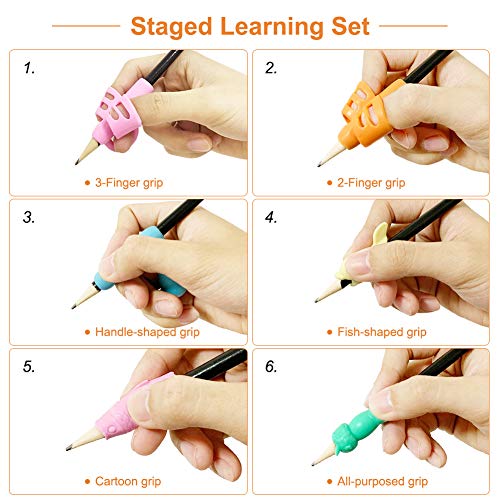 image for Gotega Pencil Grip, 100% Silicon Writing Aid Grips for Correct The Wro