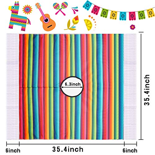 BigOtters Mexican Serape Poncho Costume, Cinco De Mayo Mexican Fiesta Ponchos Party Colorful Striped Cosplay for Kids Toddler and Child Favor