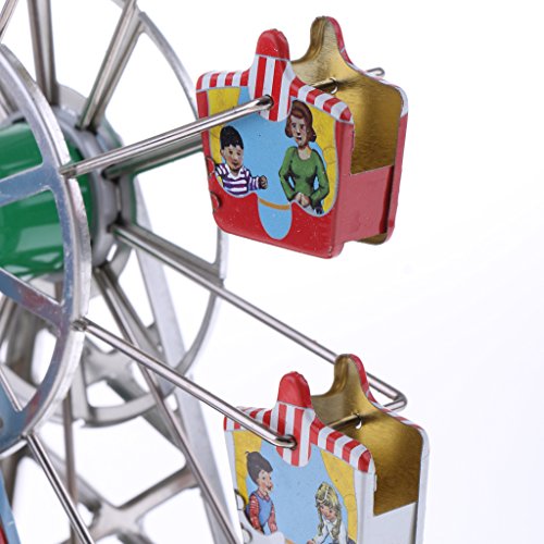 Dovewill Retro Wind up Spinning Ferris Wheel with Music Movement Clockwork Metal Tin Toy Collectible Gift
