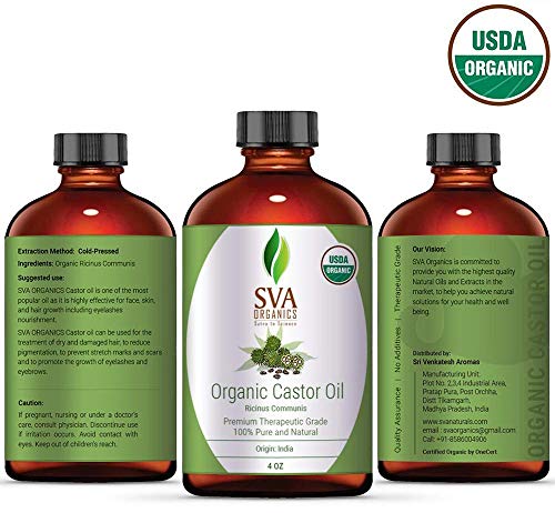 Castor Oil With Dropper - 100% Pure Natural ,Cold Pressed ,Hexane Free Oil by SVA Organics -Used for - //coolthings.us