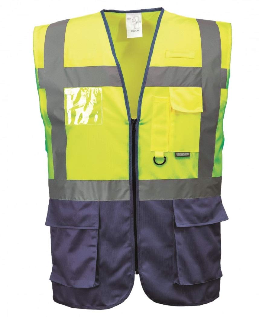 Portwest C476 Warsaw Hi-Vis Contrast Executive Sleeveless Safety Vest with Pockets