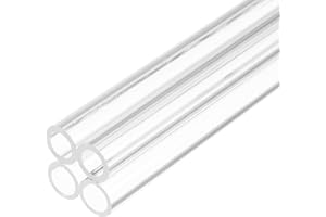 Rebower 14" Clear Plastic Rigid Pipe 8mm ID x 12mm OD (5/16" ID x 1/2" OD) Acrylic Round Polycarbonate Tubing, [for Plumbing, Hydraulics, Aquarium] - 4Pcs
