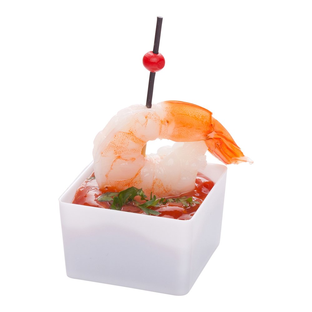 Short Quadrato Cup, Short Dessert Cup, Short Appetizer Cup - Solid Plastic - 1.5 oz - White - 100ct Box - Restaurantware