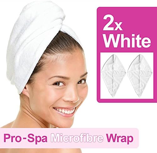 Brand New Microfibre Hair Wrap Hair treatments keratin moroccan hair oil growth drying spa - Microfibre Hair Wrap Drying Bath Shower Head Towel (White) (Pack of 2 Towel)