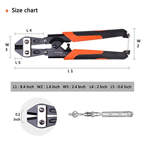 Lightdot Hardware 8-Inch Vanadium Mini Bolt Cutter (Attached With A Pair Of Gloves)